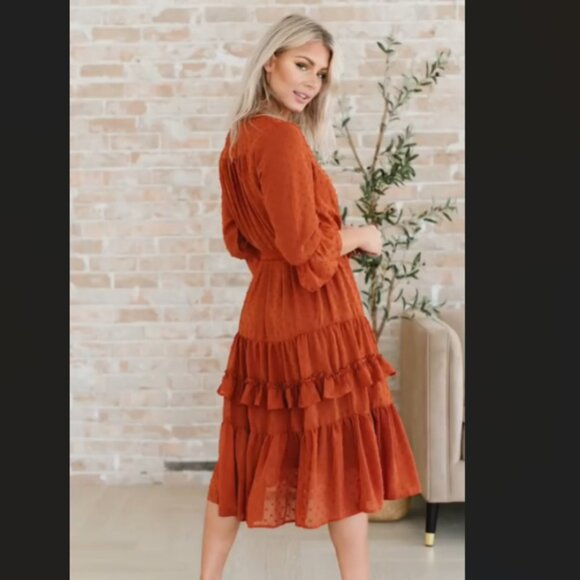 Orange Ruffle Dress - Picture 13 of 14